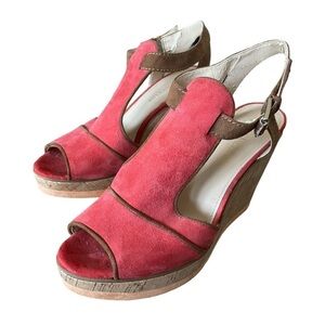 Enzo Angiolini Eagesso Platform Wedge Sandal Burnt Orange Size 9